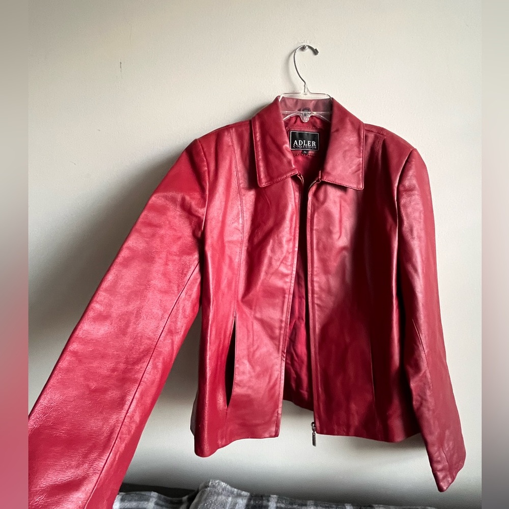 Jonathan ADLER Collection red genuine leather vintage 90’s jacket